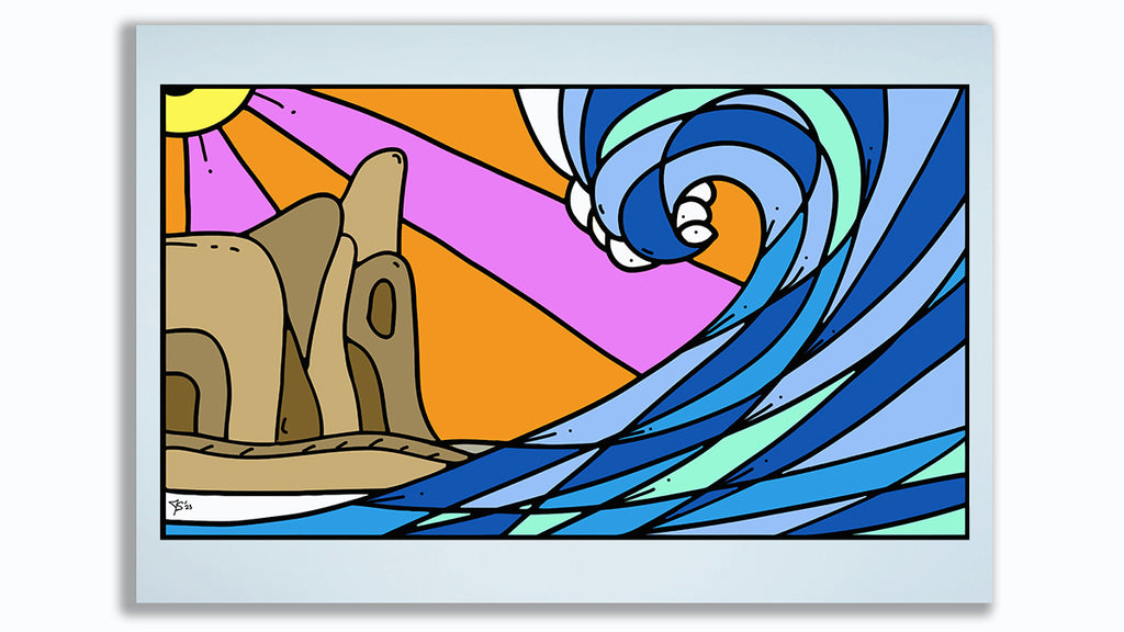 Print - Waves and Bluffers 1 - Frame Sample